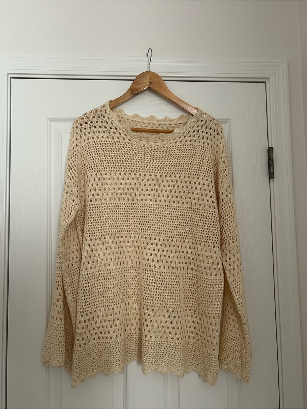 Cupshe Cream Open-Knit Swim Coverup Sweater
